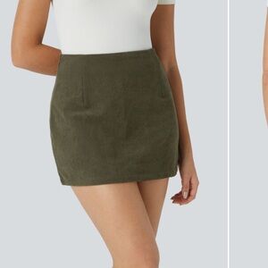 HALARA Olive Green Corduroy Skirt